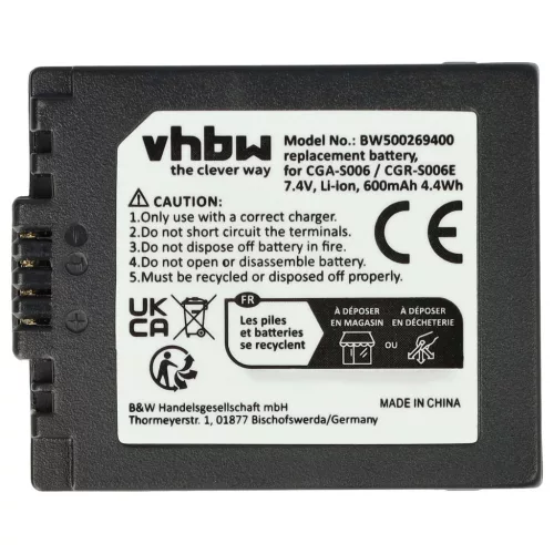 VHBW Leica BP-DC5 akkumulátor - 600 mAh, 7,2 V, Li-Ion