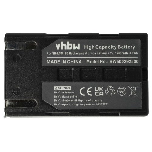 Video camera battery for Samsung SB-LSM80, SB-LSM320, SB-LSM160 - 1200 mAh 7.2 V Li-Ion
