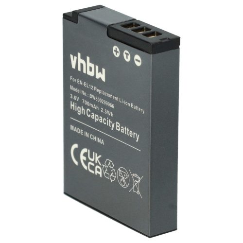 VHBW Nikon EN-EL12 Akku - 700 mAh, 3,6 V, Li-Ion