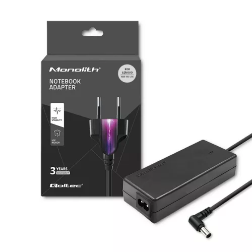 Qoltec hálózati adapter Lenovo laptophoz – 90 W, 19 V, 4,9 A, 5,5 × 2,5 mm, tápkábellel