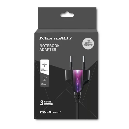 Qoltec hálózati adapter Lenovo laptophoz – 90 W, 19 V, 4,9 A, 5,5 × 2,5 mm, tápkábellel