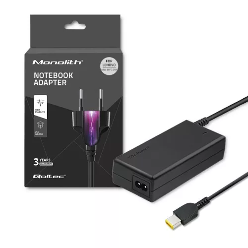 Qoltec hálózati adapter Lenovo laptophoz, 45 W, 20 V / 2,25 A, Slim tip + pin csatlakozóval és tápkábellel