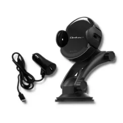   Qoltec PRO induktív autós telefontöltő IR érzékelővel, 15 W, QC 3.0, USB-C