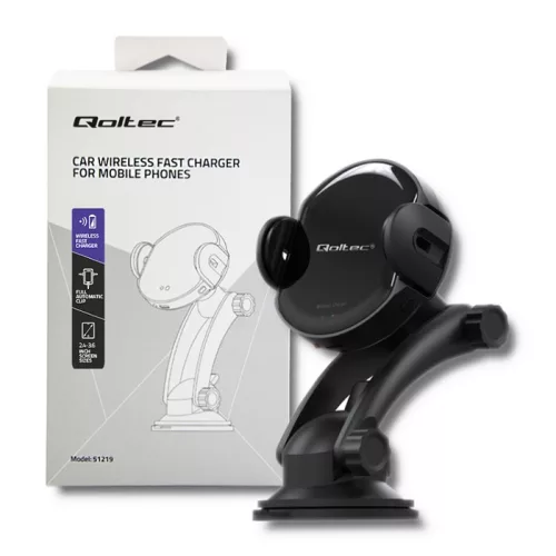 Qoltec PRO induktív autós telefontöltő IR érzékelővel, 15 W, QC 3.0, USB-C