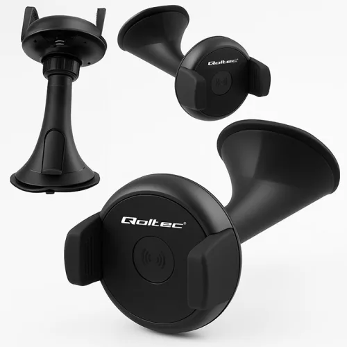 Qoltec Qi vezeték nélküli autós telefontöltő és telefontartó – 5 V / 5 W / 1 A, Micro USB