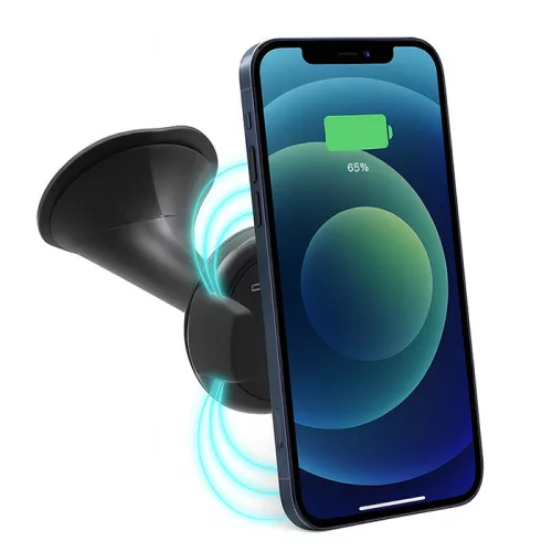 Qoltec Qi vezeték nélküli autós telefontöltő és telefontartó – 5 V / 5 W / 1 A, Micro USB