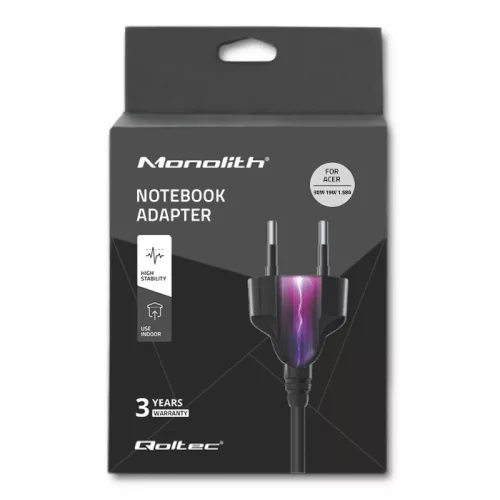 Qoltec hálózati adapter Acer laptophoz, 30 W, 19 V / 1,58 A, 5,5 × 1,7 mm, tápkábellel