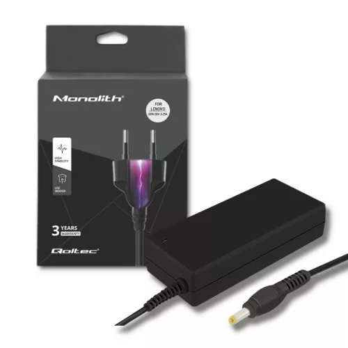 Qoltec hálózati adapter IBM/Lenovo laptopokhoz, 65 W, 20 V / 3,25 A, 4,0 × 1,7 mm-es csatlakozóval és tápkábellel