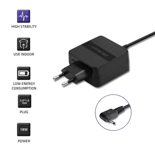 Qoltec hálózati adapter Acer laptophoz és tablethez – 18 W, 12 V / 1,5 A, 3,0 × 1,0 mm