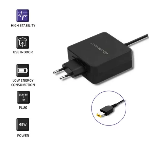 Qoltec hálózati adapter Lenovo laptophoz, 65 W, 20 V / 3,25 A, Slim tip + pin