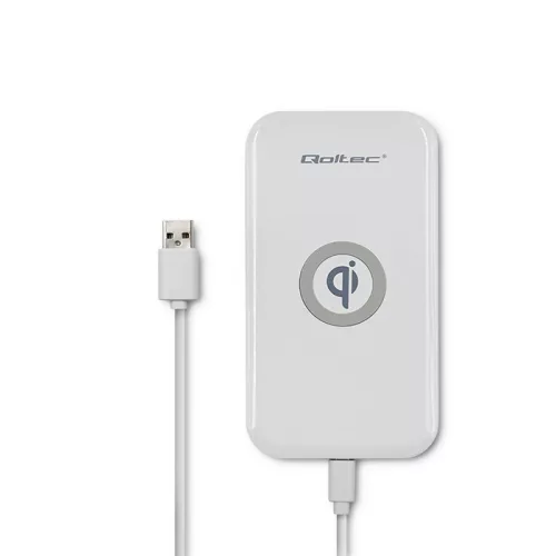 Qoltec Qi vezeték nélküli töltő, Qualcomm Quick Charge 3.0, 10 W, fehér