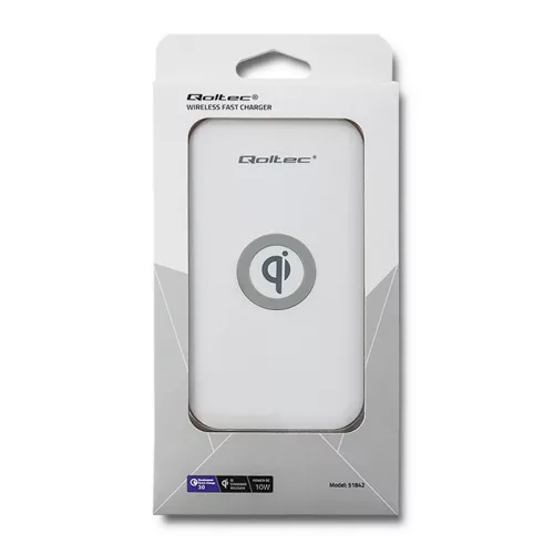 Qoltec Qi vezeték nélküli töltő, Qualcomm Quick Charge 3.0, 10 W, fehér