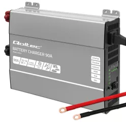   Qoltec Smart Monolith intelligens akkumulátortöltő 12 V-os LiFePO4, AGM, GEL és SLA akkumulátorokhoz – 80 A
