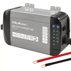   Qoltec Smart Monolith intelligens akkumulátortöltő LiFePO4, AGM, GEL és SLA akkumulátorokhoz – 12 V / 40 A