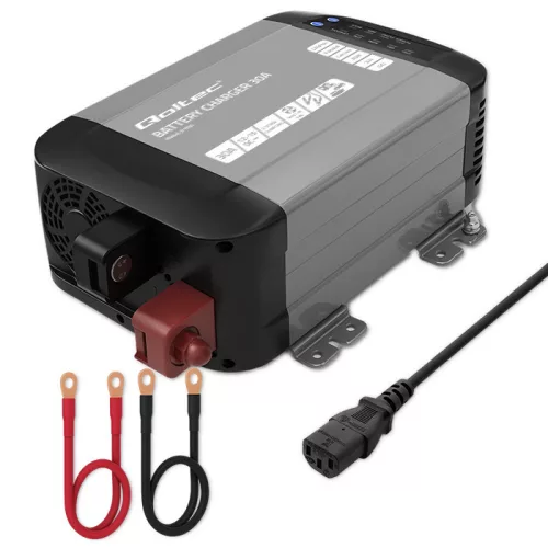Qoltec Smart Monolith intelligens akkumulátortöltő LiFePO4, AGM, GEL és SLA akkumulátorokhoz – 12 V / 40 A