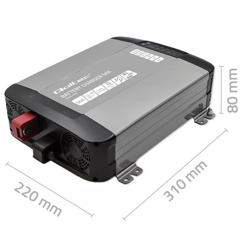 Qoltec Smart Monolith intelligens akkumulátortöltő LiFePO4-, AGM-, GEL- és SLA-akkumulátorokhoz – 12 V / 50 A