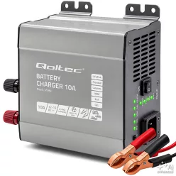   Qoltec Smart Monolith intelligens akkumulátortöltő LiFePO4-, AGM-, GEL- és SLA-akkumulátorokhoz – 12 V / 10 A
