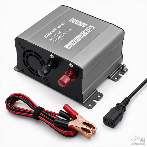 Qoltec Smart Monolith intelligens akkumulátortöltő LiFePO4-, AGM-, GEL- és SLA-akkumulátorokhoz – 12 V / 10 A