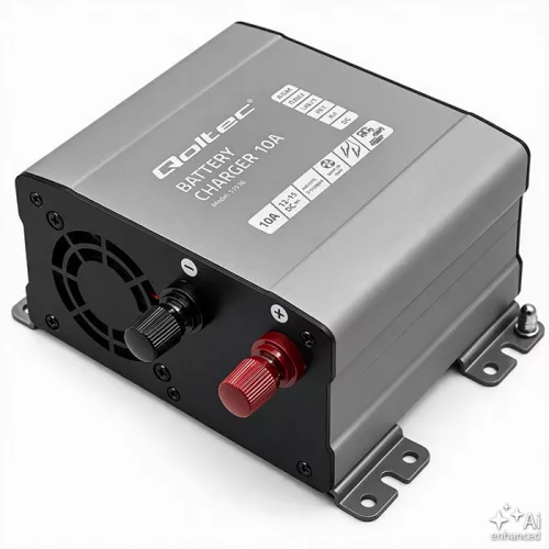 Qoltec Smart Monolith intelligens akkumulátortöltő LiFePO4-, AGM-, GEL- és SLA-akkumulátorokhoz – 12 V / 10 A