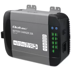   Qoltec Smart Monolith 12 V-os intelligens akkumulátortöltő LiFePO4, AGM, GEL és SLA akkumulátorokhoz, 20 A