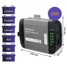 Qoltec Smart Monolith 12 V-os intelligens akkumulátortöltő LiFePO4, AGM, GEL és SLA akkumulátorokhoz, 20 A