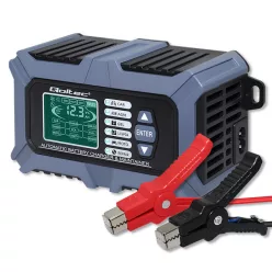   Qoltec intelligens, mikroprocesszoros akkumulátortöltő akkumulátortesztelővel és javítási funkcióval, 12 V / 6 A, LCD-kijelzővel, AGM, LiFePO4 és GEL akkumulátorokhoz