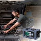 Qoltec intelligens, mikroprocesszoros akkumulátortöltő akkumulátortesztelővel és javítási funkcióval, 12 V / 6 A, LCD-kijelzővel, AGM, LiFePO4 és GEL akkumulátorokhoz