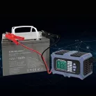 Qoltec intelligens, mikroprocesszoros akkumulátortöltő akkumulátortesztelővel és javítási funkcióval, 12 V / 6 A, LCD-kijelzővel, AGM, LiFePO4 és GEL akkumulátorokhoz