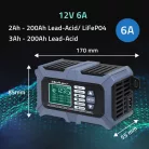 Qoltec intelligens, mikroprocesszoros akkumulátortöltő akkumulátortesztelővel és javítási funkcióval, 12 V / 6 A, LCD-kijelzővel, AGM, LiFePO4 és GEL akkumulátorokhoz