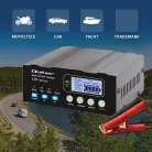 Qoltec intelligens mikroprocesszoros akkumulátortöltő 12/12,6/24 V, javítási funkcióval, AGM, GEL és LiFePO4 akkumulátorokhoz, LCD-kijelzővel