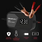 Qoltec intelligens mikroprocesszoros akkumulátortöltő 12 V / 2 A, AGM és GEL akkumulátorokhoz, LCD-kijelzővel
