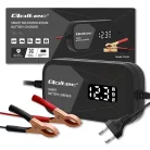 Qoltec intelligens mikroprocesszoros akkumulátortöltő 12 V / 2 A, AGM és GEL akkumulátorokhoz, LCD-kijelzővel