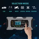 Qoltec intelligens mikroprocesszoros akkumulátortöltő 12 V / 10 A, javítási funkcióval és LCD-kijelzővel