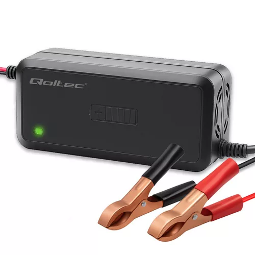 Qoltec intelligens mikroprocesszoros akkumulátortöltő 12 V / 5 A AGM, GEL és SLA akkumulátorokhoz – 6 lépcsős töltés