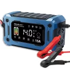 Qoltec intelligens mikroprocesszoros akkumulátortöltő 12 V / 15 A, javítási és SUP funkcióval, LCD-kijelzővel