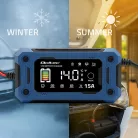 Qoltec intelligens mikroprocesszoros akkumulátortöltő 12 V / 15 A, javítási és SUP funkcióval, LCD-kijelzővel