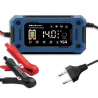 Qoltec intelligens mikroprocesszoros akkumulátortöltő 12 V / 15 A, javítási és SUP funkcióval, LCD-kijelzővel
