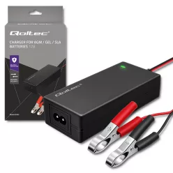   Qoltec automata akkumulátortöltő 12 V-os AGM/GEL/STD akkumulátorokhoz, 2 A, 24 W, LED visszajelzővel és 1,8 m-es kábellel