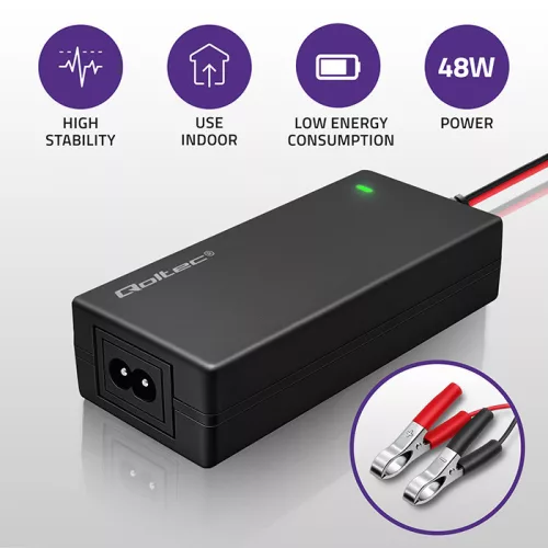 Qoltec automata AGM/GEL/STD akkumulátortöltő 24 V / 2 A / 48 W