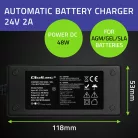 Qoltec automata AGM/GEL/STD akkumulátortöltő 24 V / 2 A / 48 W