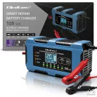 Qoltec intelligens 12 V / 10 A akkumulátortöltő javítási funkcióval, MCU-vezérléssel, automatikus kikapcsolással és 9 fokozatú töltéssel – AGM, GEL, LiFePO4