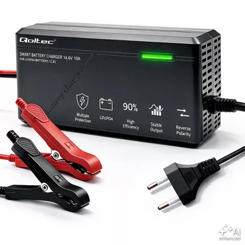Qoltec Specialist LiFePO4-akkumulátortöltő 12,8 V / 10 A, PF 0,9, LED, intelligens töltés