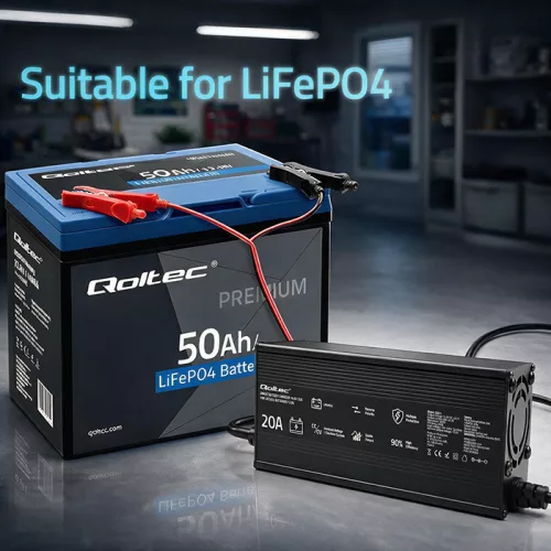 Qoltec LiFePO4 akkumulátortöltő 12,8 V, 20 A, CC/CV