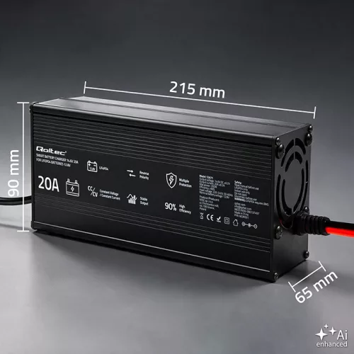 Qoltec LiFePO4 akkumulátortöltő 12,8 V, 20 A, CC/CV