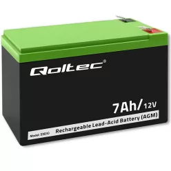 Qoltec karbantartásmentes AGM akkumulátor 12 V, 7 Ah, VRLA