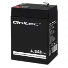 Qoltec karbantartásmentes AGM akkumulátor 6 V / 4,5 Ah UPS-hez, mérleghez és pénztárgéphez