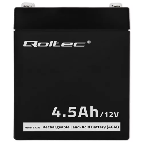 Qoltec karbantartásmentes AGM akkumulátor – 12 V, 4,5 Ah