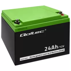   Qoltec 12 V 24 Ah karbantartásmentes AGM akkumulátor UPS-hez