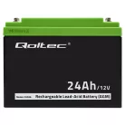 Qoltec 12 V 24 Ah karbantartásmentes AGM akkumulátor UPS-hez