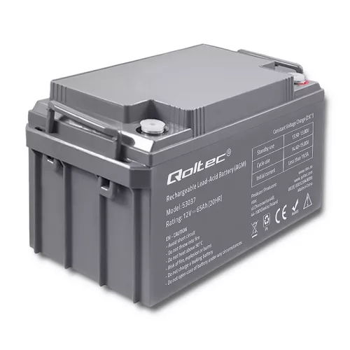 Qoltec AGM akkumulátor 12 V, 65 Ah, max. 780 A